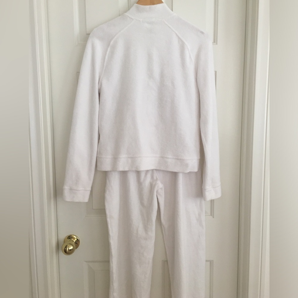 Allen Allen Womens White Jogger Track Suit Zip Up Jacket & Wide Leg Pant Small - Picture 3 of 16